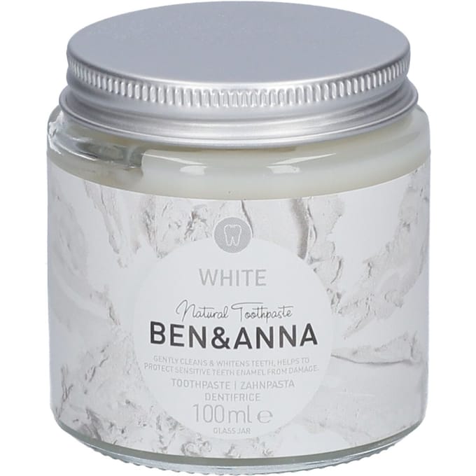 Ben & Anna Natural Toothpaste Glass Jar White 100 Tandpasta