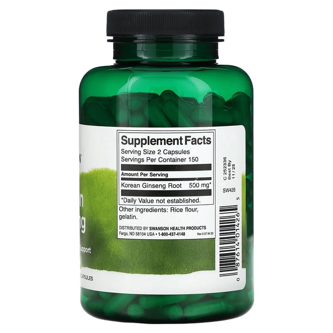 Ginseng Coréen, 250 mg, 300 capsules