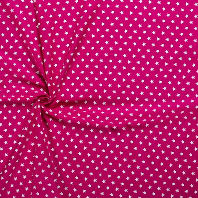 Katoen stof - Grote Sterren - 140cm breed - Fuchsia - 10 meter