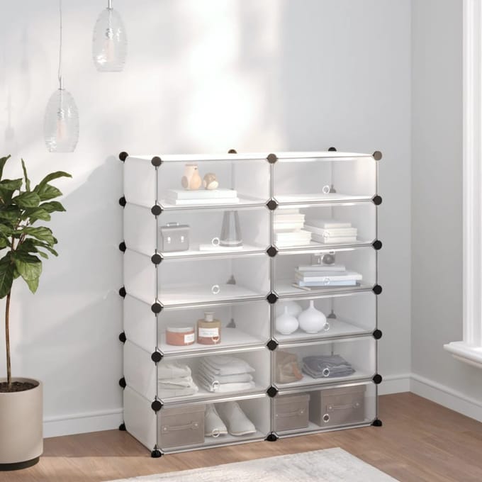 vidaXL - Schoenenrek - 94,5x36,5x106 - cm - polypropeen - transparant