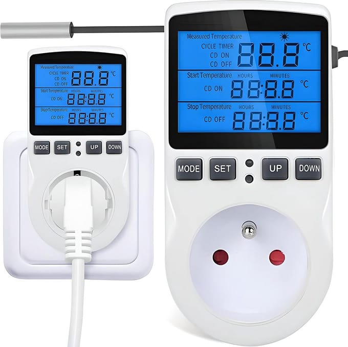 Digitale Thermostaat Socket met Temperatuursensor voor Verwarming en Koeling