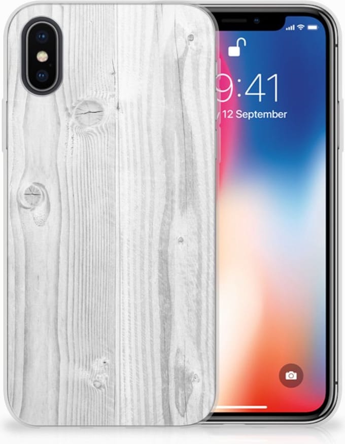 Apple iPhone X | Xs Bumper Hoesje White Wood