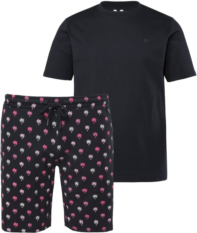 Men Plus - Heren - pyjama tweedelig kort model tot 8XL - Zwart - Maat L