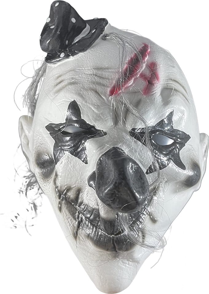 Fjesta© Halloween masker horror clown - Wit/zwart - Latex