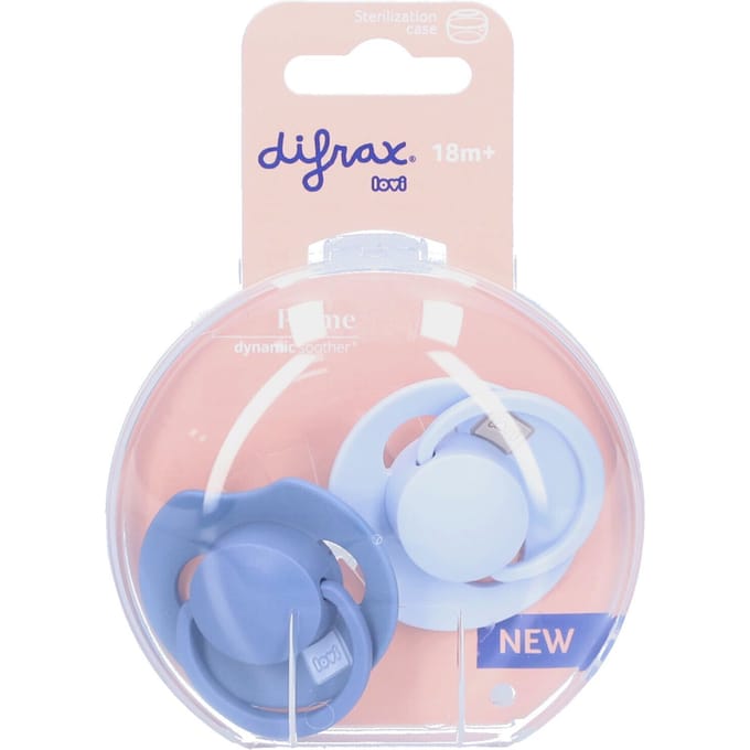 Difrax LOVI Fopspeen Dynamisch - Prime - 18+ Maanden - Lichtblauw & Navy - 2 Stuks