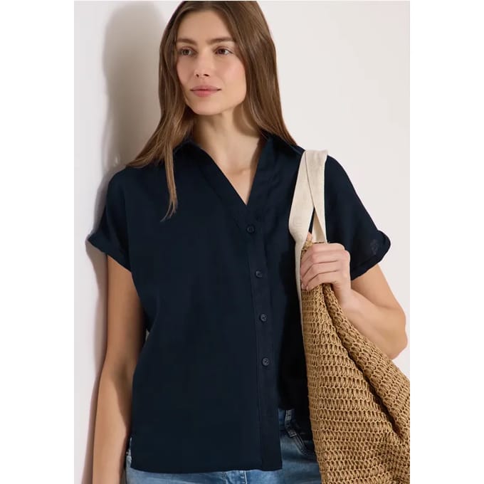 Blouse met hangende schouder in linnen