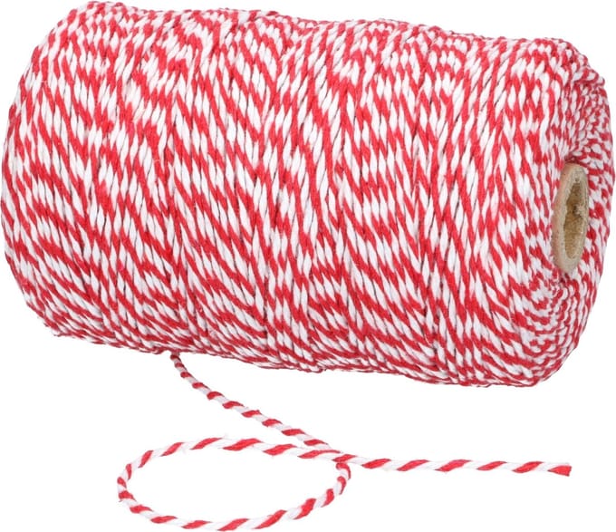 Bakkerstouw - Rollade Touw - Bak Touw - Decoratie Touw Rood Wit - 100 meter