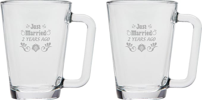 Gegraveerde set theeglazen 26cl Just Married 2 years ago