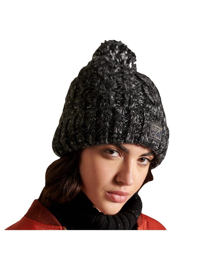 Superdry Dames Kabelbeanie van tweed