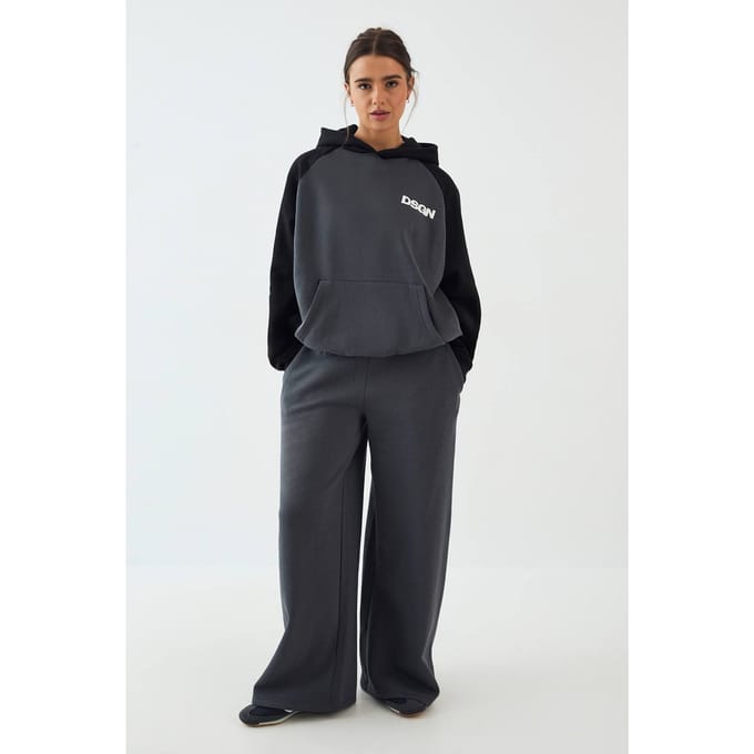 Dames Dsgn Studio Kleurblok Oversized Capuchon Trainingspak | Charcoal | Maat: 3XL