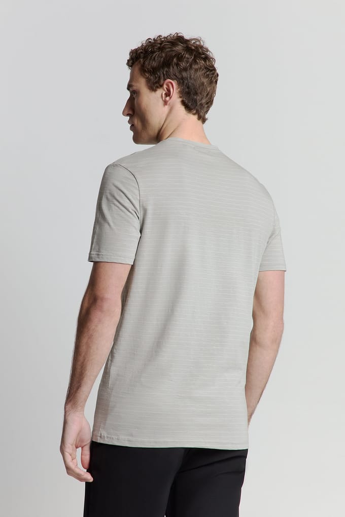 No Excess T-shirt Crewneck Small Pin Stripe Mid Grey Größe: S | Basic T-Shirts Outlet | Herren | Grau