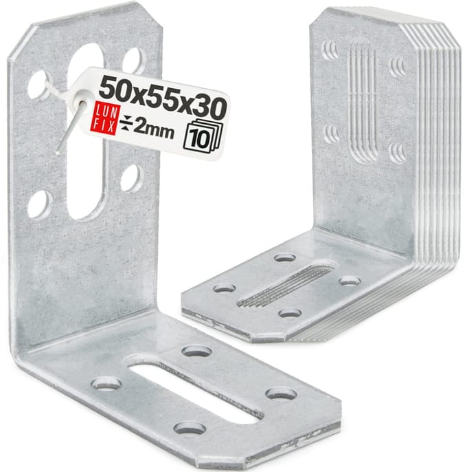 Verstelbare hoekverbinders - 10 stuks - Verstelhoek - Langgat 50x55x30x2 mm