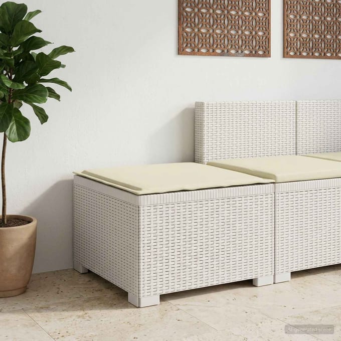 vidaXL - Eén-zits - Tuin - Sofa - met - Kussen - Rieten - Look - PP - Wit