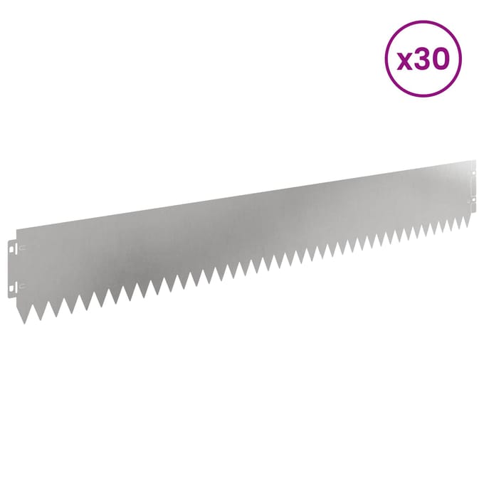 vidaXL - Gazonrand - 30 - st - 103 - x - 15 - cm - Staal - zilver