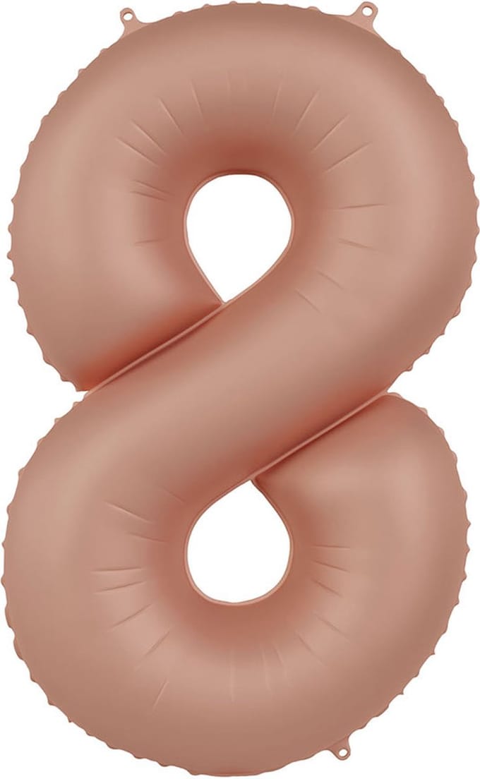 Folieballon Cijfer 8 - Vintage Rose - Ultra Matt - 86 cm
