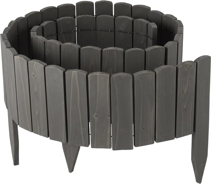 Borderrand - 200x20 cm - flexibel - hout - donkergrijs