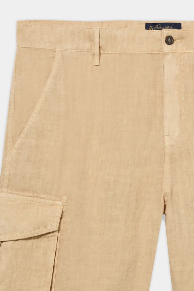Brooks Brothers Bermuda Cargo Linen Sand Größe: W38 | Kurze Sporthosen Outlet | Herren | Braun