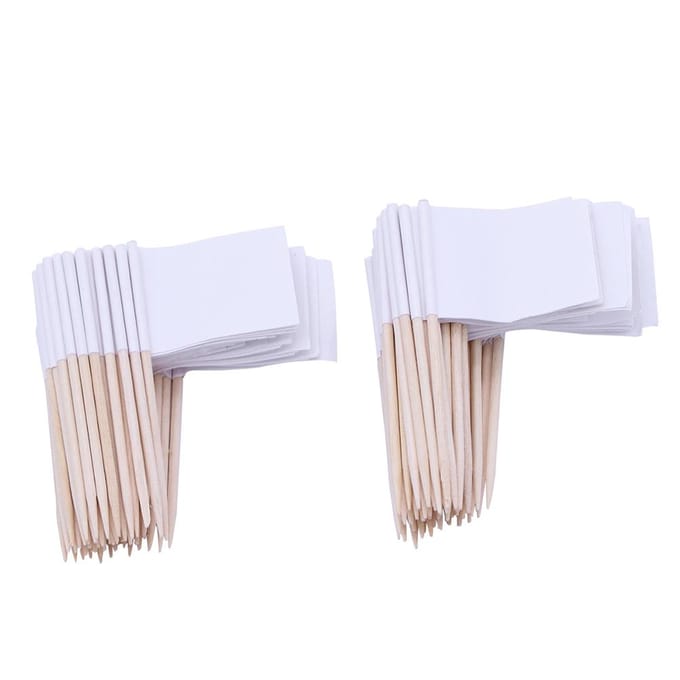 100 Pièces Toppers Cupcake Drapeau Cure-dents Drapeaux Marqueurs de Fromage Bâtonnets Topper Drapeau pour Fête Gâteau Nourriture blanc