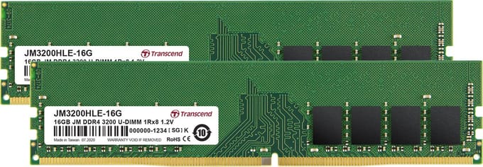 Transcend JetRam JM3200HLE-32GK geheugenmodule 32 GB 2 x 16 GB DDR4 3200 MHz