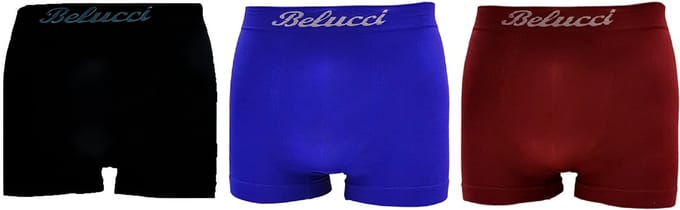 Belucci heren boxershorts 3-pack zwart-blauw-bordeaux maat M/L