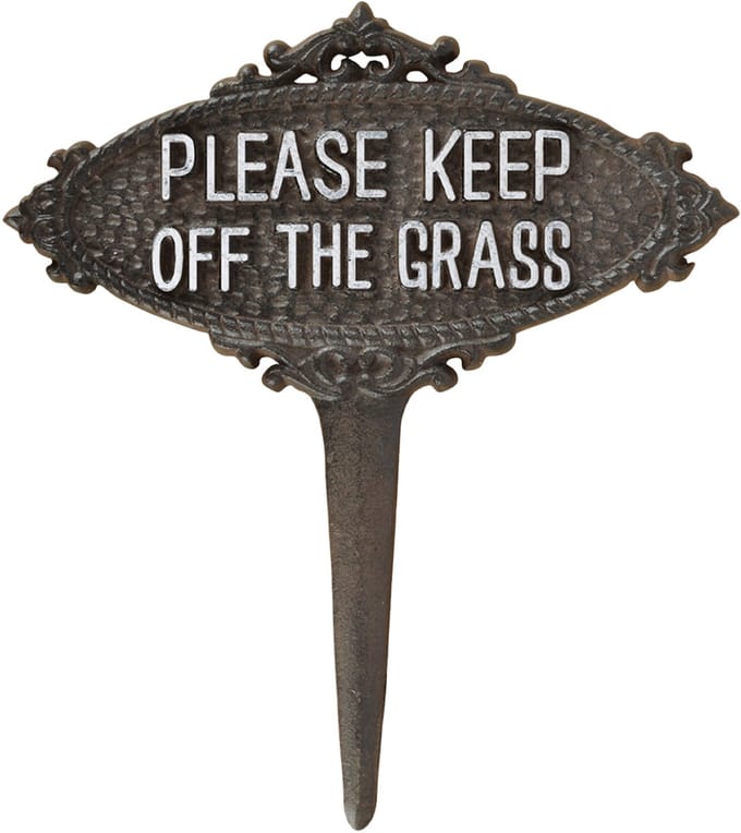 Esschert Design grasveld/gazon bordje - niet op het gras - gietijzer - 21 x 23 cm