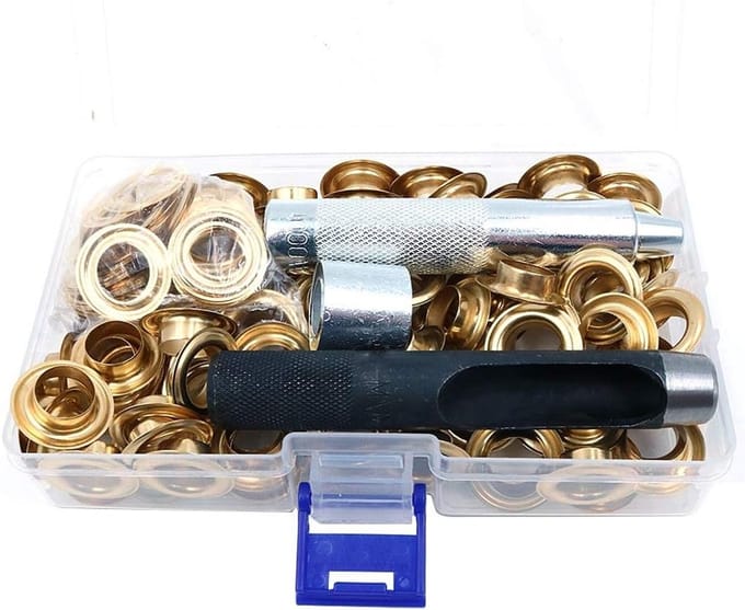Complete Grommet Tool Kit met 100 Sets Grommets en Oogjes, Ideaal voor Creatieve Projecten en Handwerk