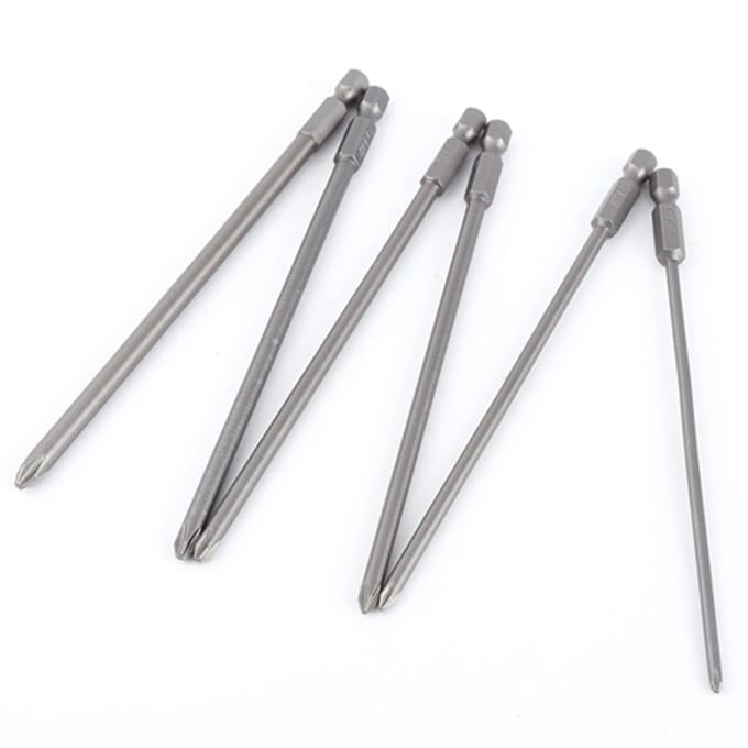 Jeu de 6 embouts de tournevis magnétiques à tige de 14 pouces en acier S2 de 150 mm, tête cruciforme