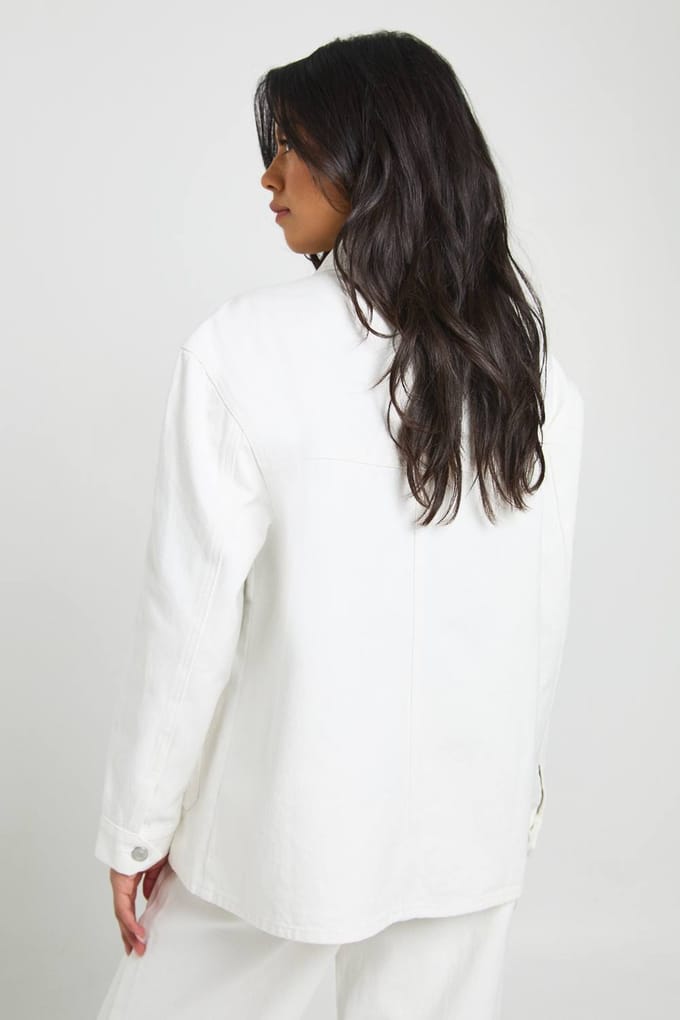boohoo Dames Denim Shacket | Ecru | Maat: 38