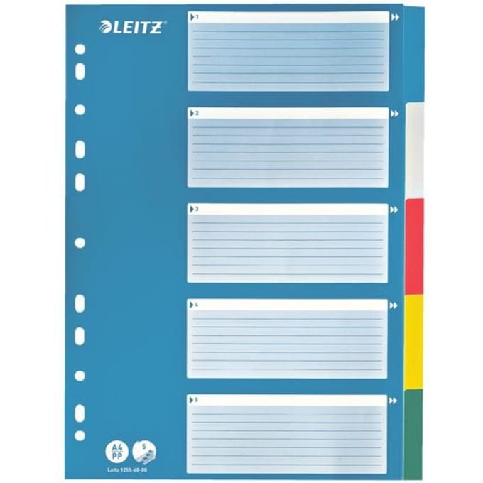 LEITZ® PP-indexbladen met blauw dekblad, cijfers 1-12