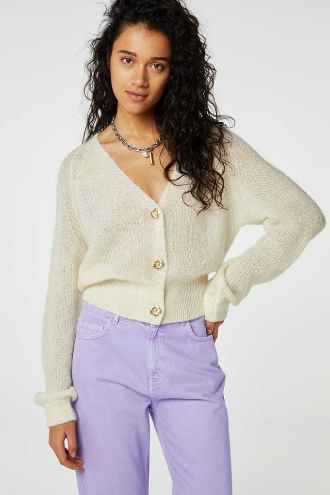 Fabienne Chapot Casey Cardigan Cream White Maat: S | Cardigans Outlet | Dames | Wit