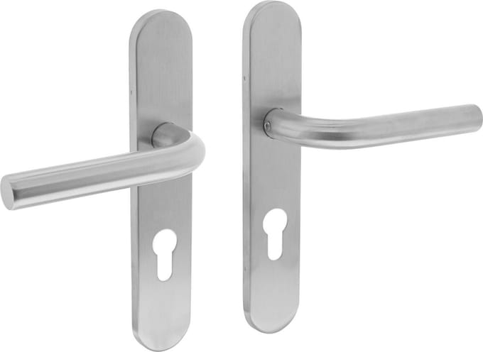 Intersteel Deurkruk Recht op schild profielcilindergat 72 mm rvs geborsteld