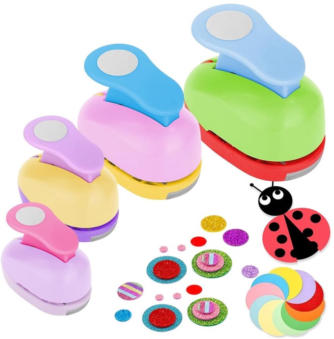 Set van 4 Decoratieve Cirkelponsen voor Papier - Diverse Maten