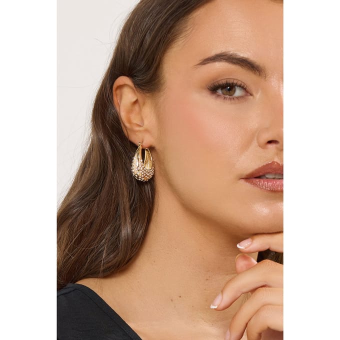 Yours Goudkleurige Diamante Hoepeloorbellensize One Size