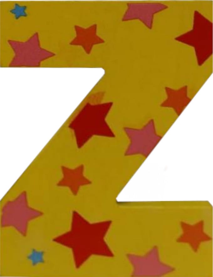 Decoratieletter - Z - Hout - 7cm - Geel