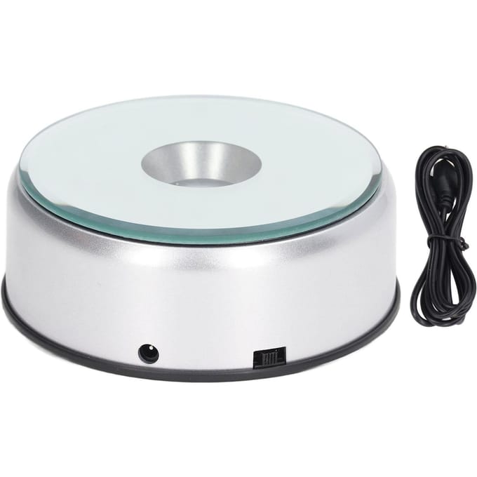 Support d'affichage rotatif à 360 degrés avec lumières LED rotatives 80 secondes par tour Base d'affichage LED de chargement USB white