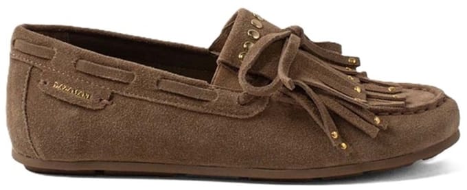 Lazamani - Belle Dames Mocassins Suede Khaki - Maat 39