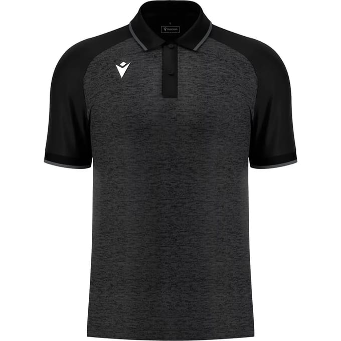 Macron Glory Aulos Polo Heren - Zwart / Antraciet | Maat: S