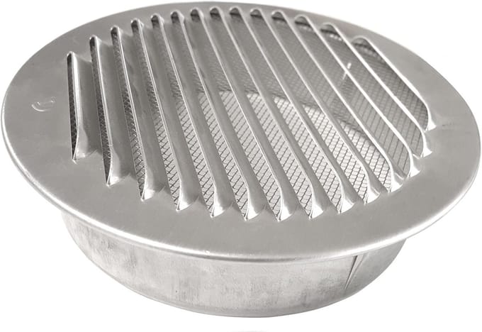 Weerbestendig ventilatierooster 80 mm aluminium met insectenhor