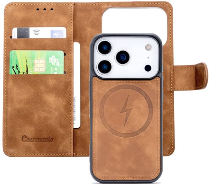 Cityhoesje â“ Bookcase 2-1 MagSafe â“ iPhone 17 Pro Max Bruin
