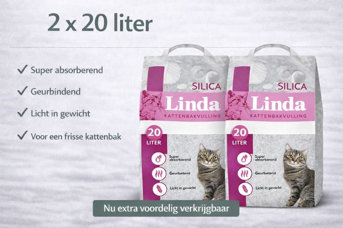 Linda kattenbakvulling Silica - 2x 20L Voordeelverpakking - Kat