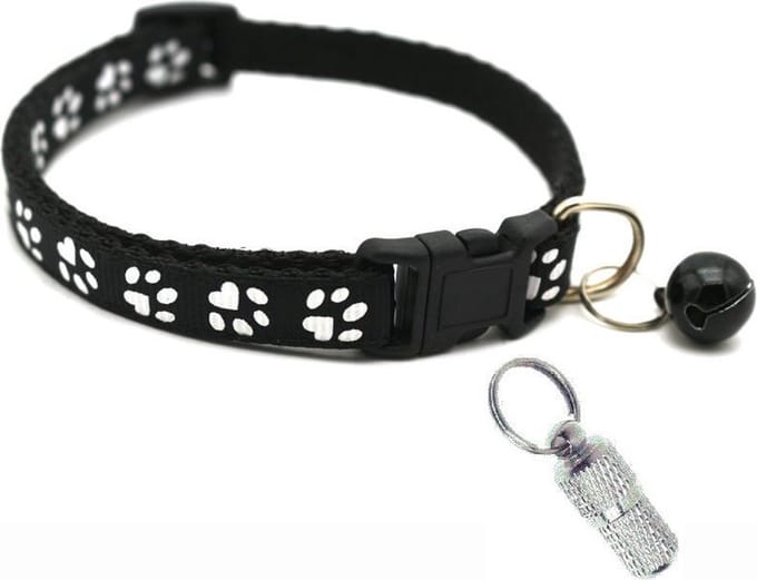 Verstelbare kat halsband met adreskoker zwart