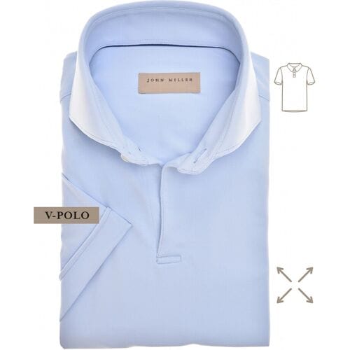 John Miller Slim-Fit Hyperstretch Short Sleeve V-Polo Licht Blauw / male