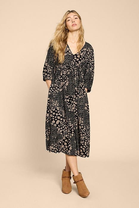 White Stuff Lucy Eco Vero Mini Dress Black Printed Größe: 6 REGULAR | Midikleider Outlet | Damen | Schwarz