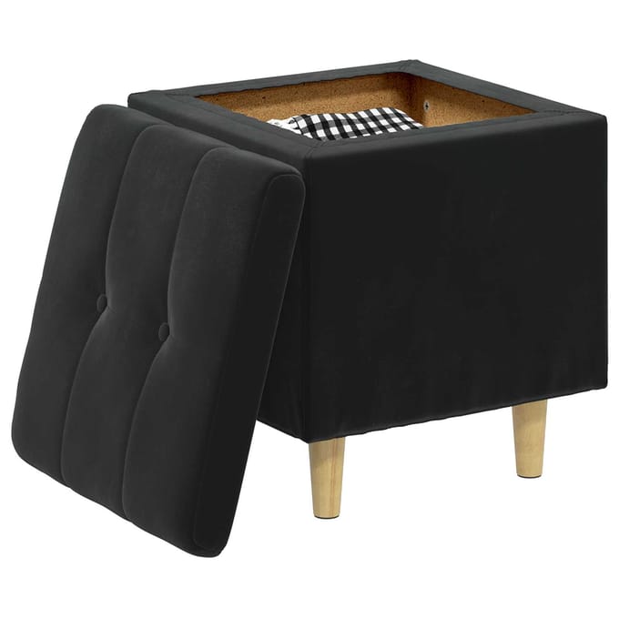 vidaXL - Ottoman - met - opslag - Zwart - 40 - x - 40 - x - 45 - cm - Fluweel