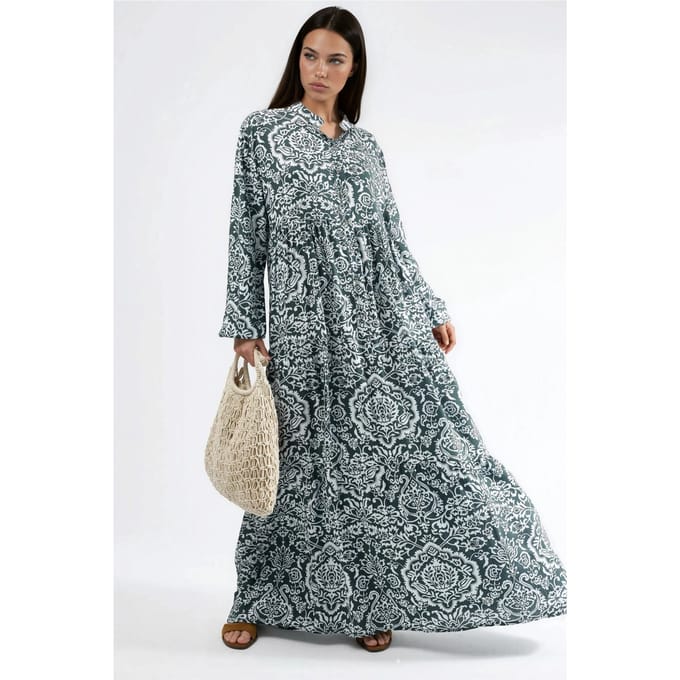 Comfortabele Geprinte Maxi Jurk