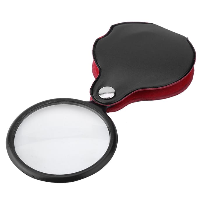 Mini loupe de poche pliable 8X avec étui blanc
