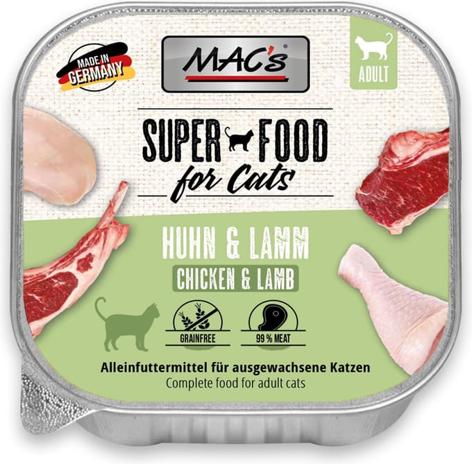 Mac’s Kattenvoer kuipje 99% vlees - Kip en lam 16 x 100g