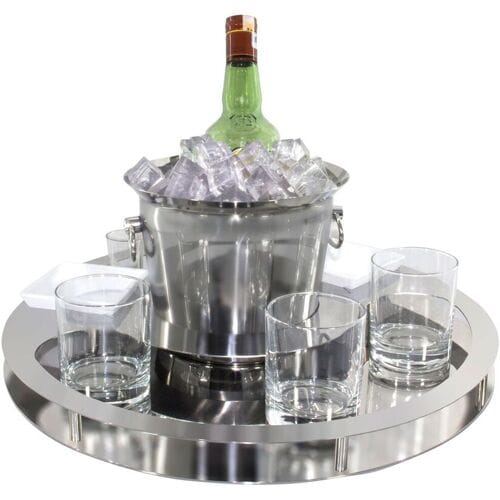GGM Gastro Bar-Set mit Flaschenkühler & 2 Snackschalen - Chrom Zilver