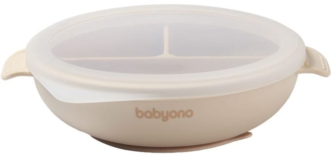 Baby Ono Beige Siliconen Bord met Zuignap & Deksel