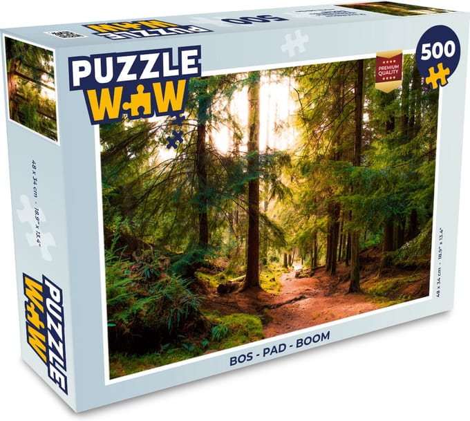 Puzzel Bos - Pad - Bomen - Groen - Zon - Natuur - Legpuzzel - Puzzel 500 stukjes